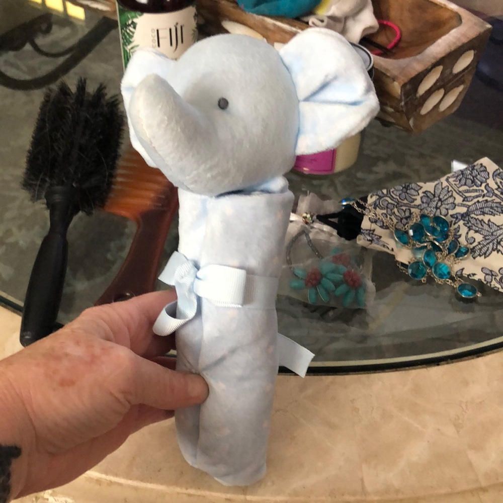 Blue Elephant Rattle Toy